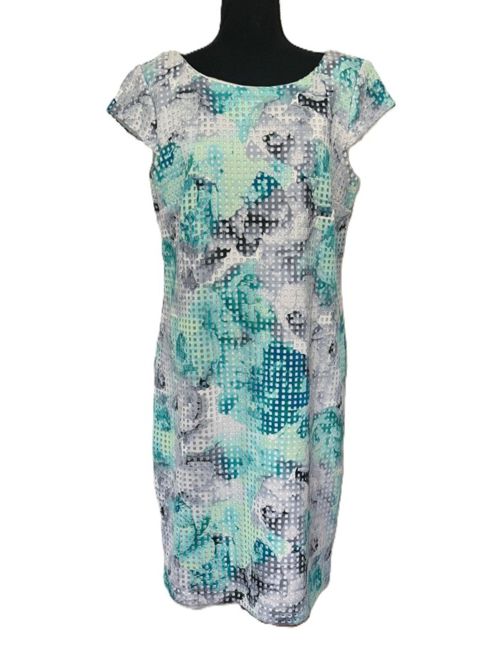 Covington | Floral Teal Watercolor Print Sheath Dress | Size 16